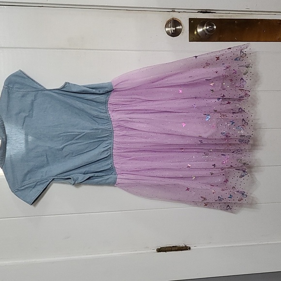 Lilt Girls Plus Size Dress Denim Purple Tulle Iridescent Butterflies XXL/20.5 - Picture 7 of 13